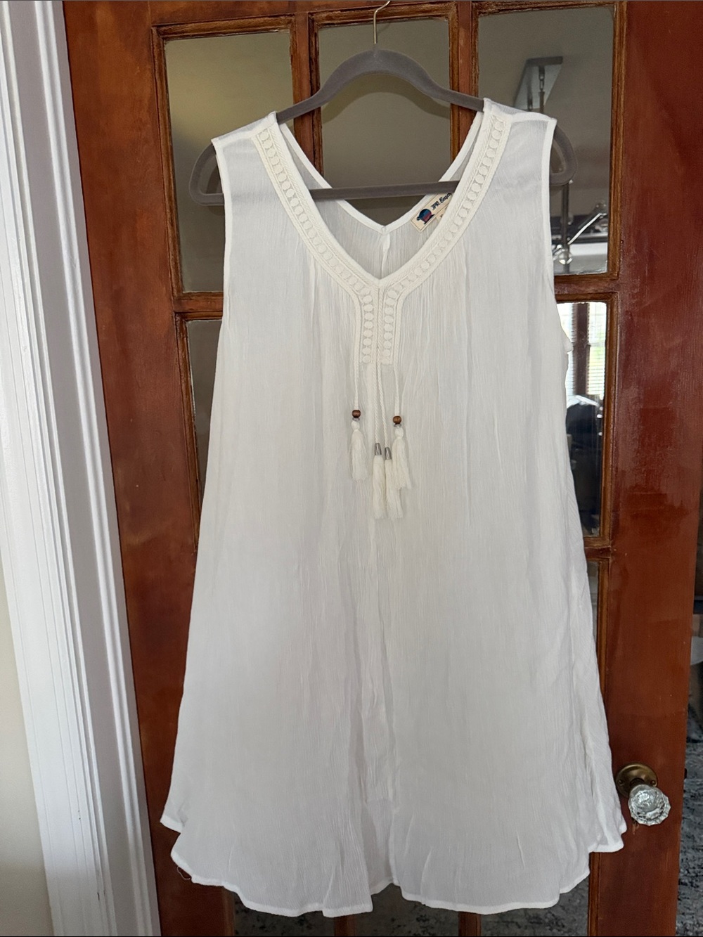 White Sleeveless Tassel Tunic Dress / Coverup Brand:JPR Beach   Size Xl NWT